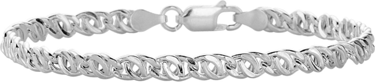 Lucardi Dames Armband met fantasieschakel - 925 Zilver - Cadeau - 19 cm - Zilverkleurig