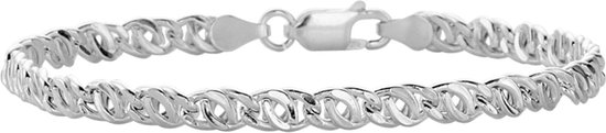 Lucardi Dames Armband met fantasieschakel - 925 Zilver - Cadeau - 19 cm - Zilverkleurig