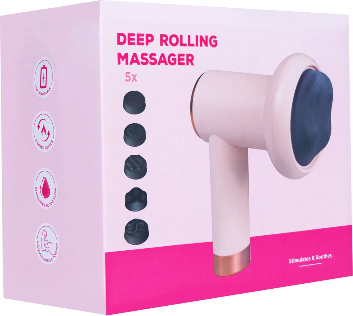 Peach Beauty Massage Gun met 5 massagekoppen voor €24,95