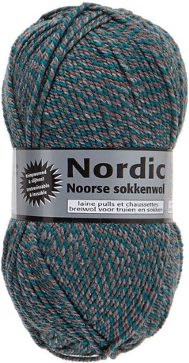 Nordic Noorse Sokkenwol - Lammy Yarns - Nordic - Kleur 008 - Groen/Bruin/Grijs