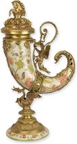 Porcelaine sur support en bronze - Corne - Corne d'abondance - hauteur 52 cm