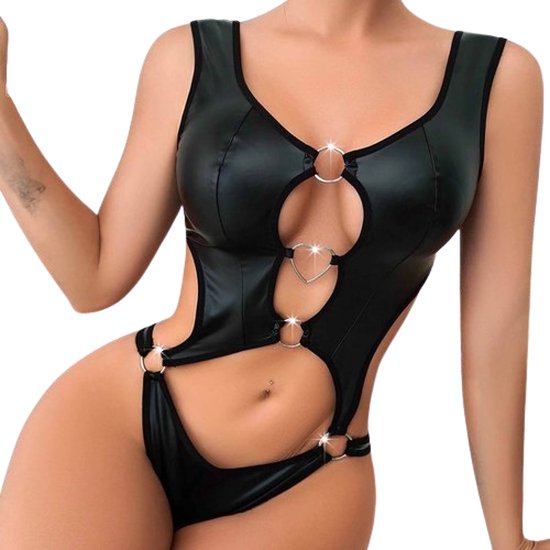 Foto: Erotische bodysuit porno lingerie hollow out zwart jumpsuit
