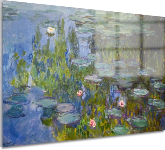 Nymphéas - Peintures sur verre Claude Monet - Peinture sur verre Nymphéas - Peinture nature - Peinture moderne - Peinture sur verre acrylique - Décoration murale verre acrylique 120x80 cm