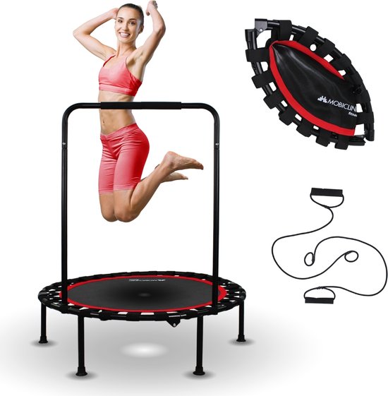 Kangumobi Mobiclinic - Fitnesstrampoline - Ronde - Opvouwbaar - Max 150kg - Verstelbare armleuning - Afneembaar - 101x101x118cm