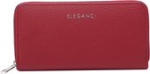 Eleganci® - Dames Portemonnee - Portefeuille - Beurs - Kunstleer - Geschikt voor pasjes - Cadeau - Ritsportemonnee - Kado - Met Ritssluiting - Voor Muntgeld - Voor Briefgeld - Rood