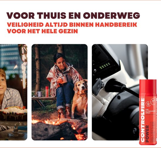 Control Fire Brandblusser 500 ml, mini brandblusser voor auto, keuken, lithiumbatterij, accu, kantoor, caravan, camper, elektrische branden, brandblusspray, brandklasse A B D F