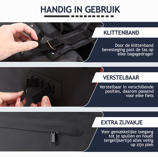 Hikemeister ® Paris - Fietstas Dubbel - Waterdicht Materiaal - 46L - Zwart - 500D Polyester - Fietstassen elektrische fietsen van Hikemeister — afbeelding 5