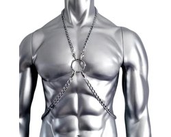 Ketting harnas borst heren - Bondage harnas ketting - Clubwear - BDSM - Nachtclub - RVS -