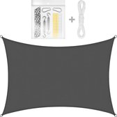 Toile d'ombrage Rectangle Hydrofuge et résistante aux UV - 3 x 4 m - Kit de montage inclus - Gris foncé