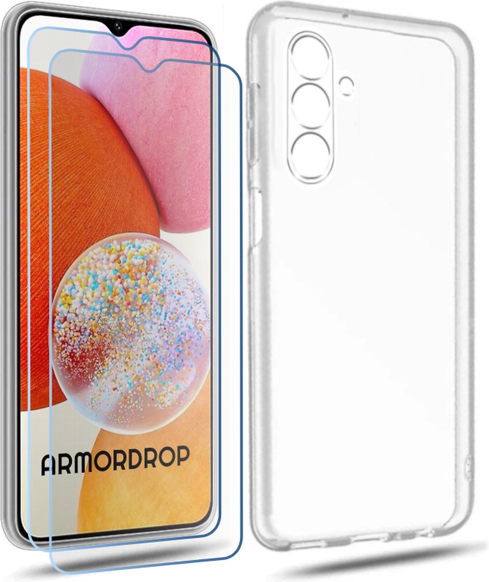 ArmorDrop Transparant Hoesje Inclusief 2x Screenprotector Geschikt Voor Samsung A14
