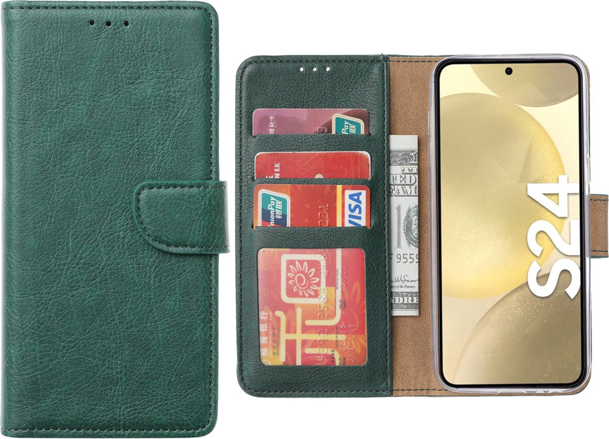 Hoesje Geschikt voor Samsung Galaxy S24 – Arara bookcase met pasjeshouder - Groen