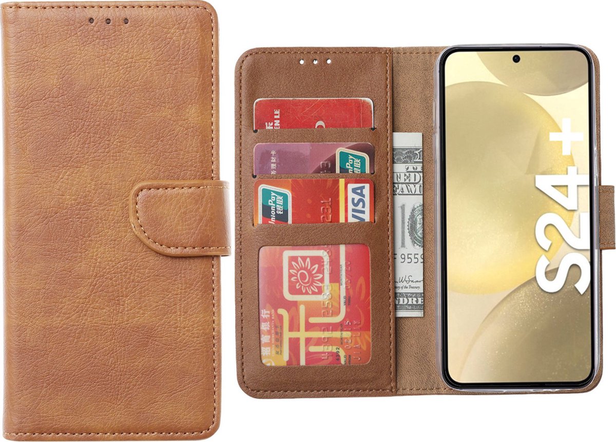 Hoesje Geschikt voor Samsung Galaxy S24 Plus – Arara bookcase met pasjeshouder - Bruin