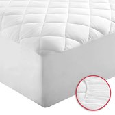 Gewatteerde katoenen matrasbeschermer - 200x200 cm Gewatteerde Matrasbeschermhoezen - Antibacteriëel - Rondom Elastiek - Wit - Gewatteerde matrasbeschermer - Matrasbeschermhoezen 200 x 200 cm