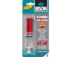 Bison 2-Componentenlijm Kombi Snel 25g - snelle en glasheldere 2-componenten epoxylijm in een handige verpakking, inclusief spatel, mengbakje, super sterk