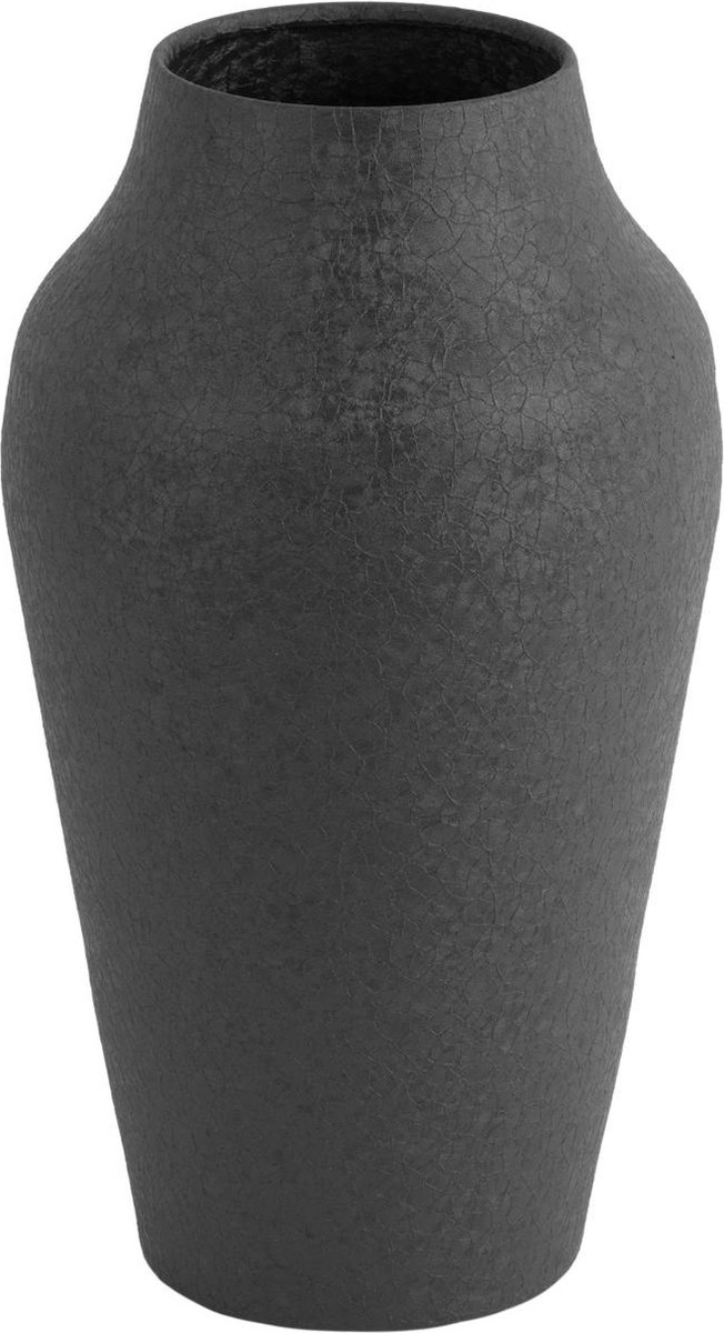 Present Time Vaas Boaz Cone Wide - Zwart - Ø18cm - IJzer - Scandinavisch - Bloemenvaas - Woondecoratie - Decoratieve vaas voor woonkamer of slaapkamer