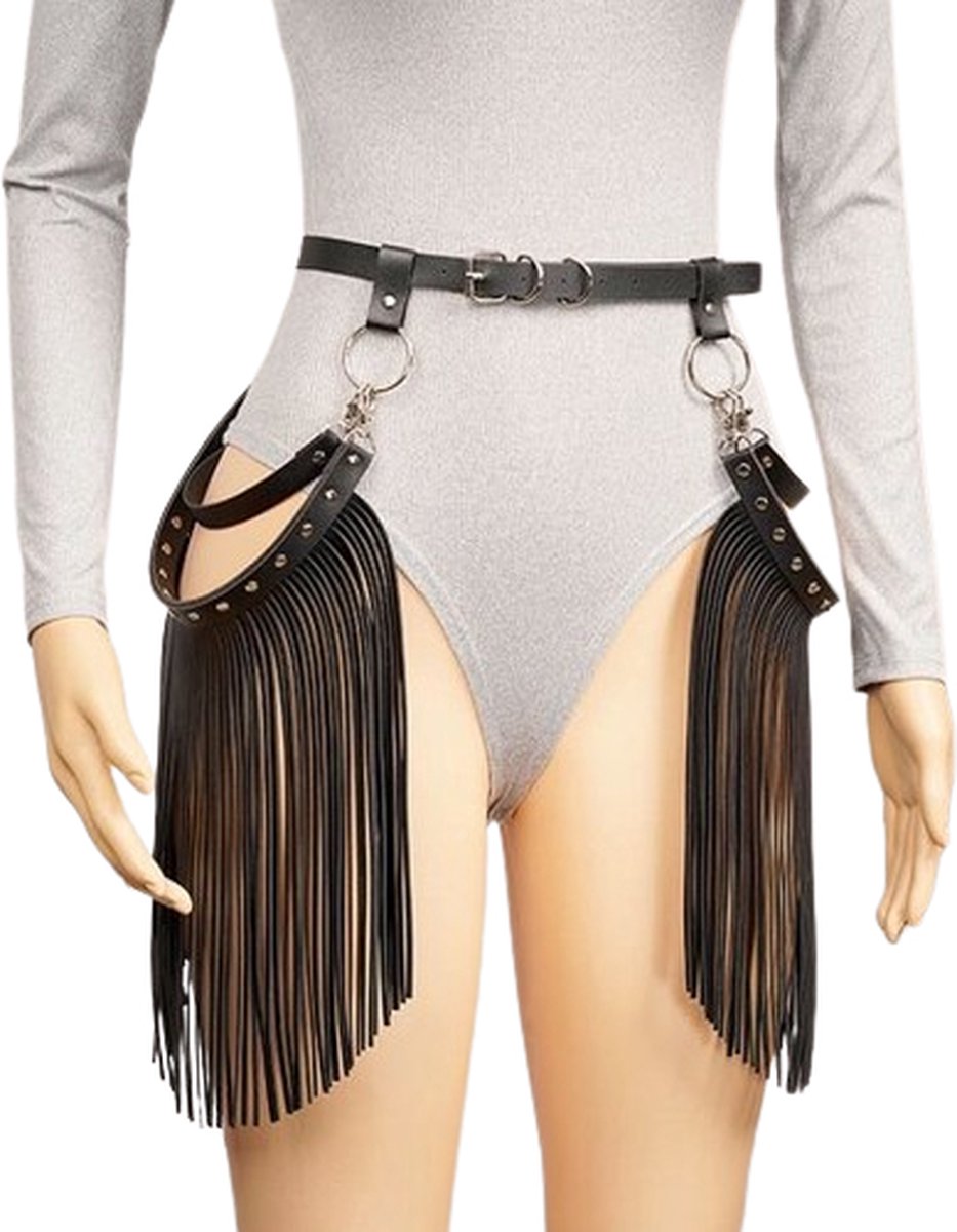 Goedkoopste BDSM Harnas riem - Lederen bondage kleding - Kwastjes - Rok - Festival - Leer - Verstelbaar - Outfit - Lingerie