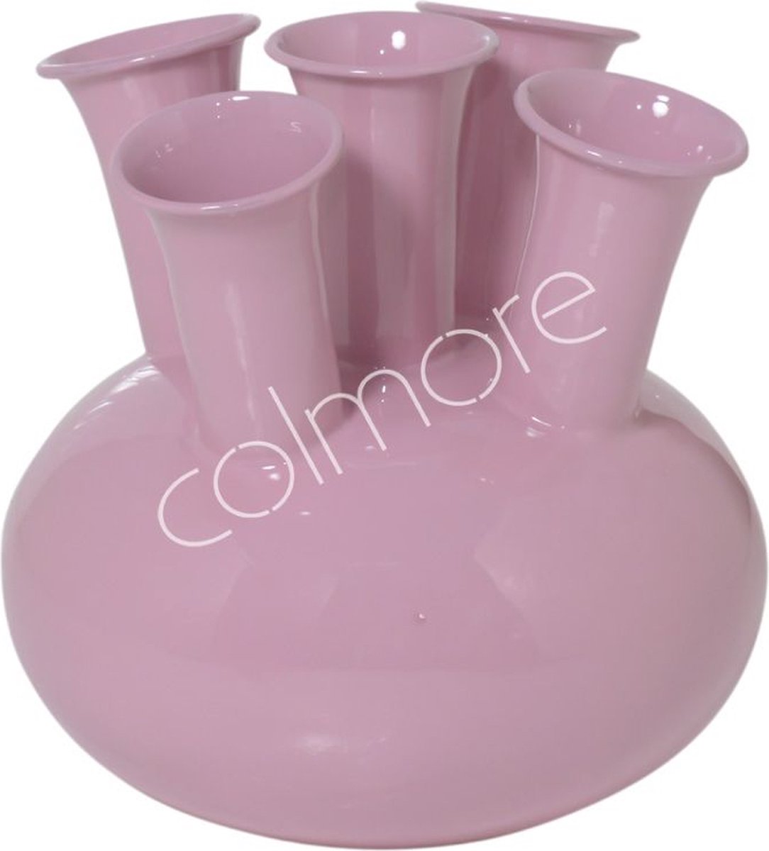 Colmore by Diga lichtroze lila tulpen vaas met 5 monden emaille 23 x 23 cm