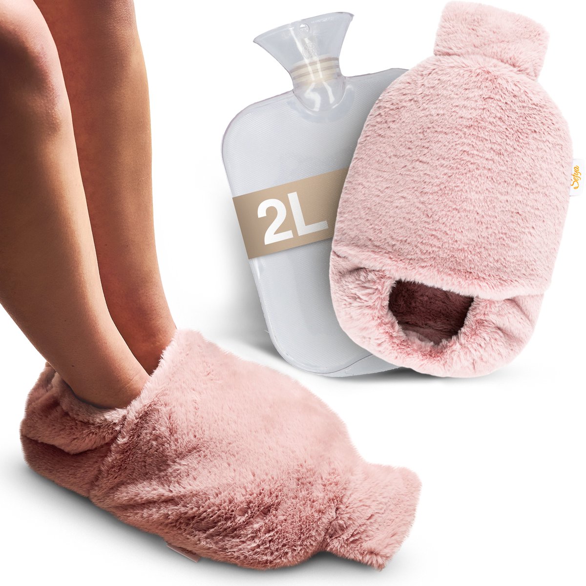 Goedkoopste Sefya® Voetenwarmer - Voetverwarmer met Warmwaterkruik - Kruik - Extra zacht - t/m Maat 43 - Roze