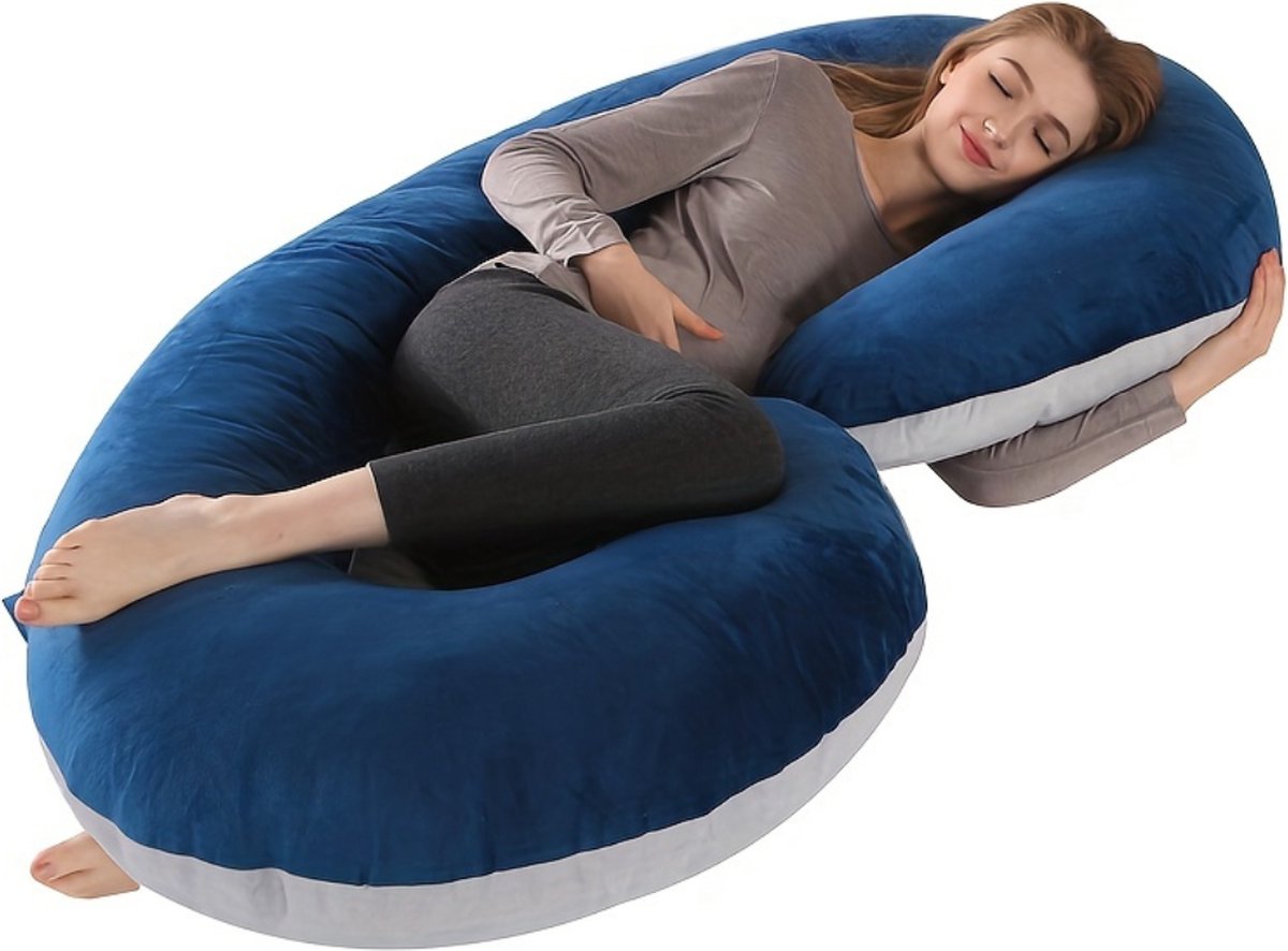 Goedkoopste Bovista Zwangerschapskussen - Zijslaapkussen - Lichaamskussen - Pregnancy Pillow - Maternity Pillow - Zwangerschapskussen XXL - Blauw