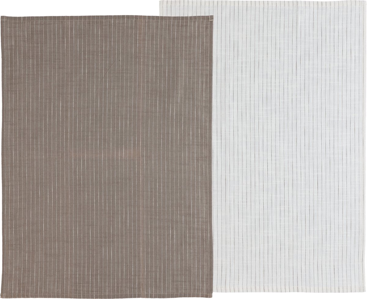 Södahl Line Theedoek 50 x 70 cm 2 stuks Taupe/White