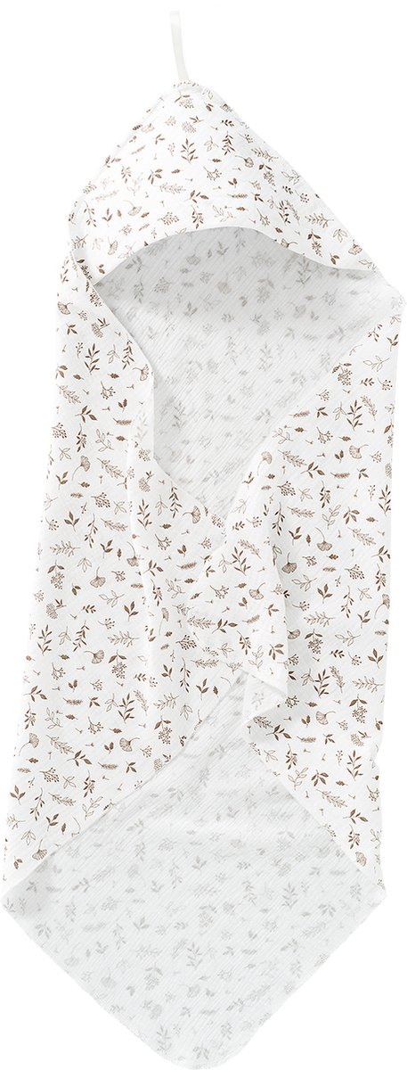 Cottonbaby Badcape Soft Leaves white/taupe