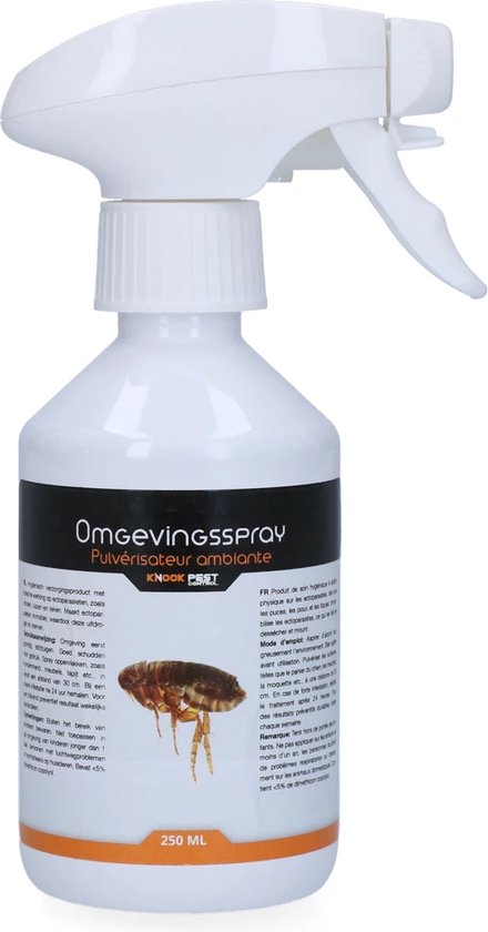 Foto: Knock pest control omgevingsspray ectoparasieten werking op vlooien luizen en teken maakt parasieten immobiel goed voor 3 m 250 ml