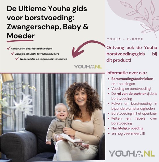 De Ultieme Youha gids voor borstvoeding: Zangerschap, Baby & Moeder. Met een lachende vrouw en baby.