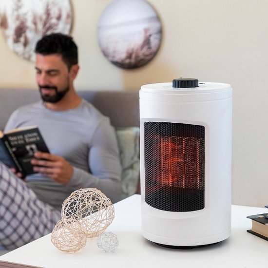Ventilatorkachel - Mini Heater - Elektrische Kachel - Bureau Verwarming - Keramische Kachel - Roterend 2 Snelheden - Laag Energieverbruik - Kantelbeveiliging