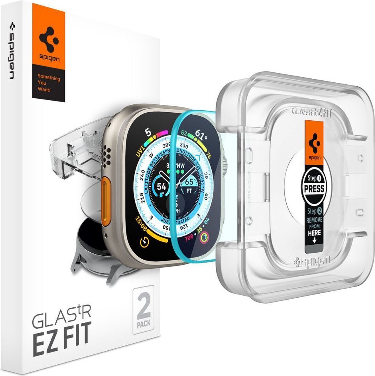 Spigen Smartwatch screenprotector met Montage Frame - Geschikt voor Apple Watch Ultra 49mm - 2-pack