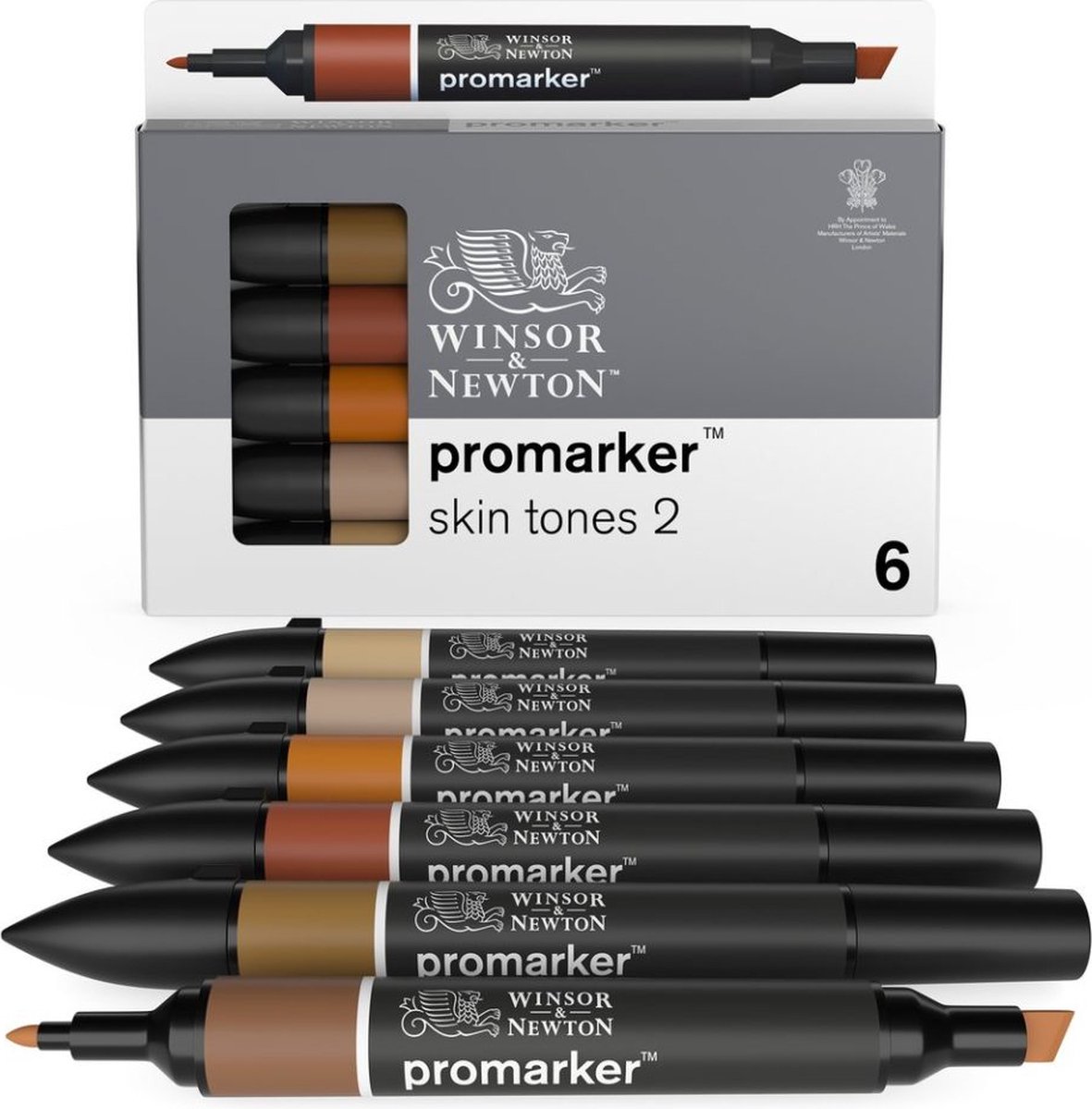 Winsor & Newton 0290115 Promarker™ 6 Skin Tones Set 2 | Professionele layoutmarkers & alcoholmarkers