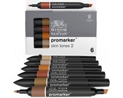 Winsor & Newton 0290115 Promarker™ 6 Skin Tones Set 2 | Professionele layoutmarkers & alcoholmarkers