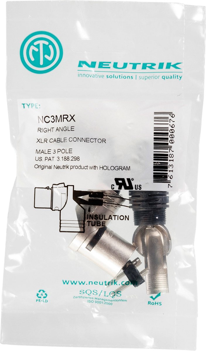 Neutrik Kabelconnector 3-pin Xlr Mannelijk 10 Cm Nikkel Zilver