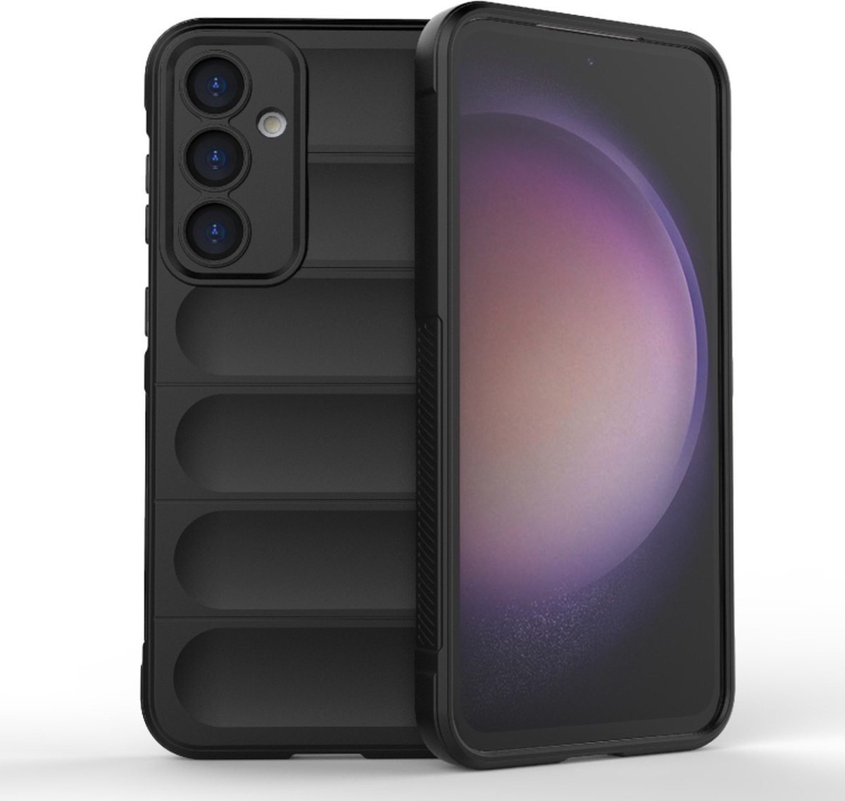 Geschikt Voor Samsung Galaxy S23 FE Magic Shield TPU + Flanel telefoonhoesje - Zwart