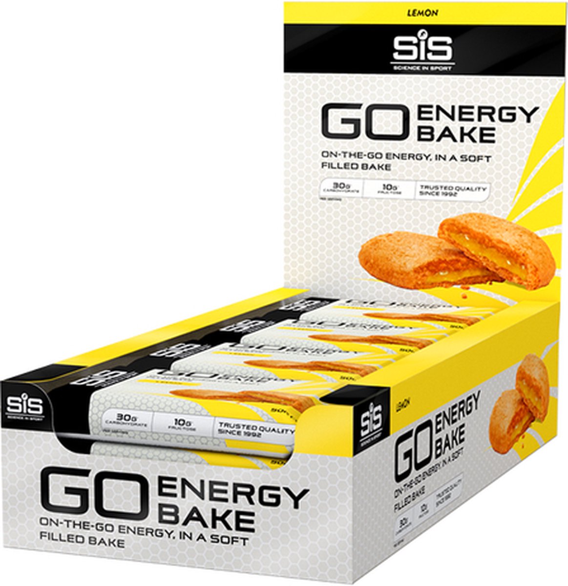 Science in Sport - SIS GO Energy Bake Bar - Lemon Smaak - Energiereep - 30g Koolhydraten & 10g Fructose - 12 x 50 gram
