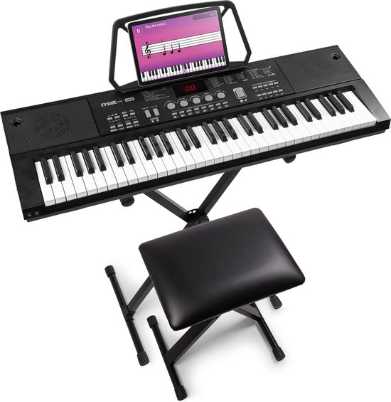 Keyboard Piano Set - MAX KB15 Keyboard set met bankje, standaard & headset - Ideaal als kinder piano