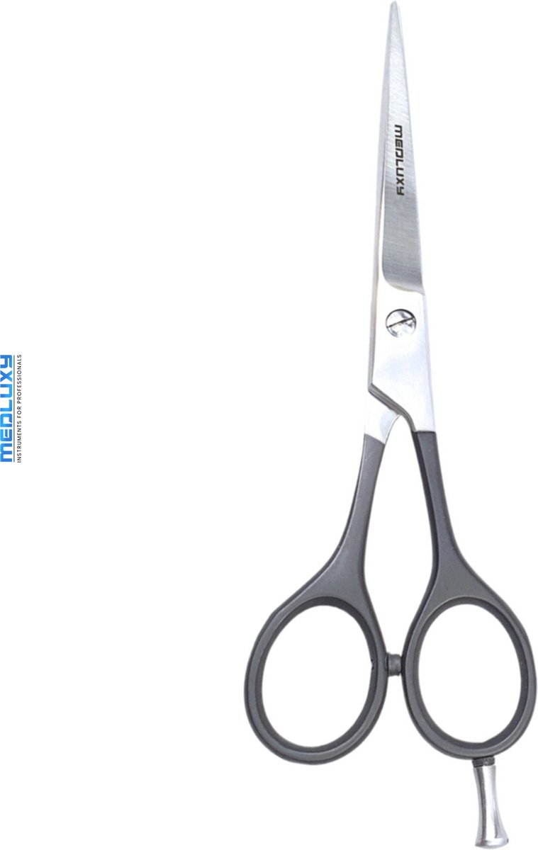 MEDLUXY® - Kappersschaar, Snor en Baard Schaar - Rechtshandig - 15 cm - met micro karteling - zwart handvat - multifunctioneel - ML0041