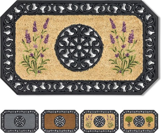 Deurmat Naturel - Schoonloop 45x75 cm - Deurmat voor binnen - Entreemat voor overdekte buitenruimtes - Kokosmat met rubberen rand