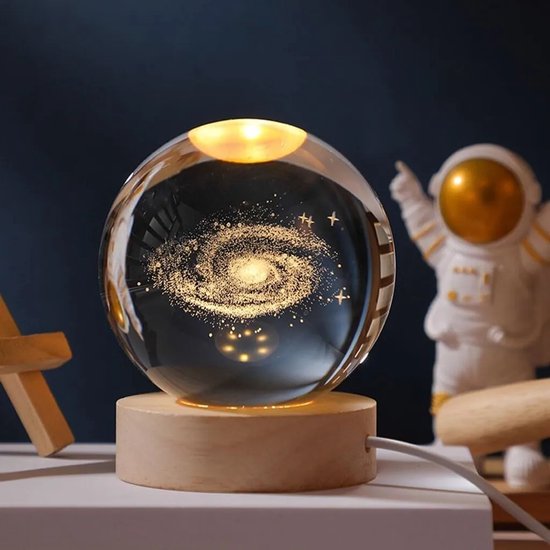 LAMON® LED Kristallen Tafellamp - USB 3D Maan Galaxy Globe Nachtlampje - Kinderen Kerst Decoratie Cadeau (Melkweg) van Merkloos — afbeelding 4