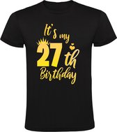 Happy Birthday Goud 27 jaar Heren T-shirt - verjaardag - cadeau - feest