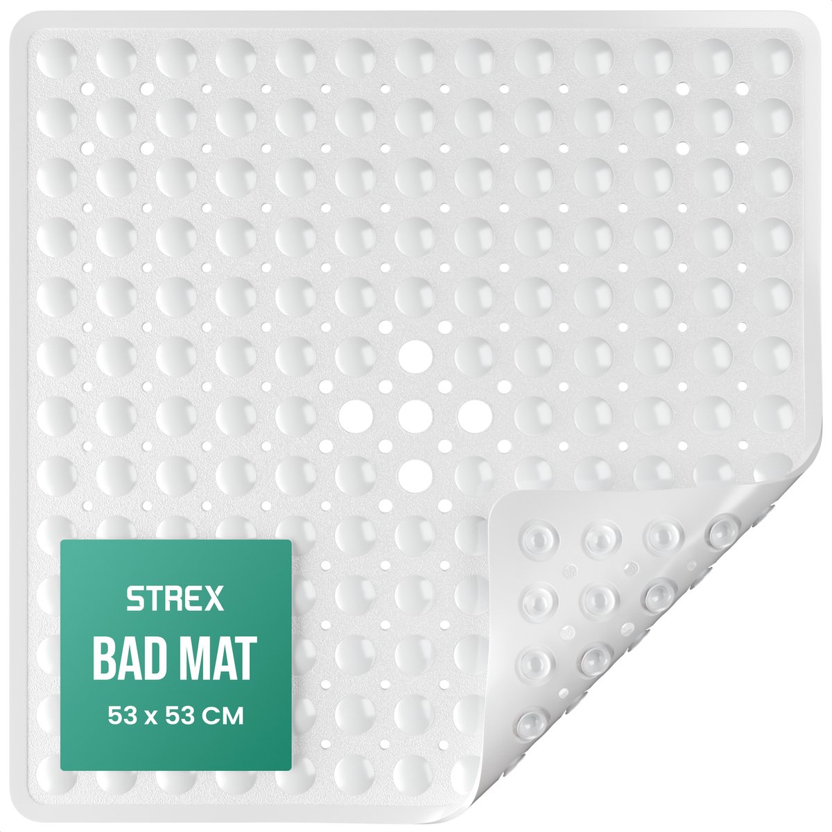Strex Douchemat Antislip - 53x53 cm - Badmat Antislip voor in Bad met Zuignappen - Antislipmat