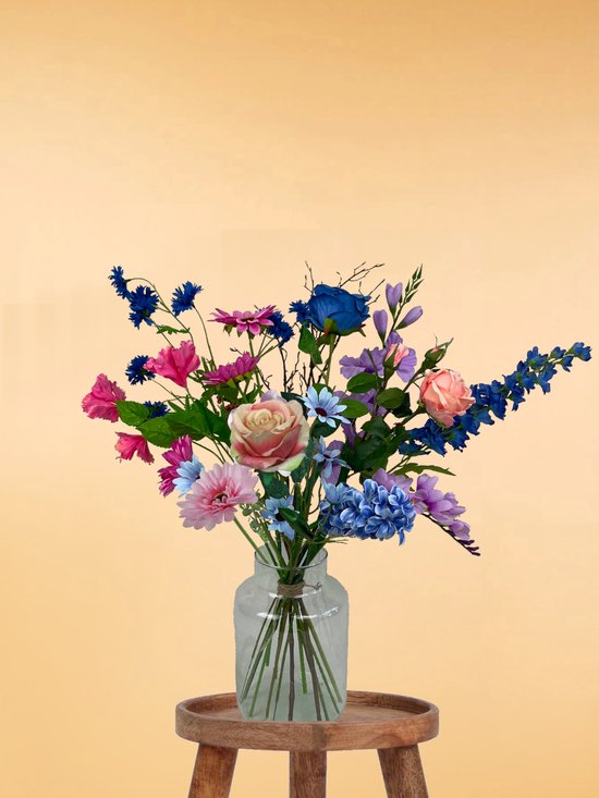 Foto: Zijden boeket 70 80 cm hoog 16 stelen doe het zelf boeket diy alle kunstbloemen los geleverd lente multi color exclusief vaas plukboeket veldboeket kunstbloemen nep bloemen nepbloemen kunstplanten