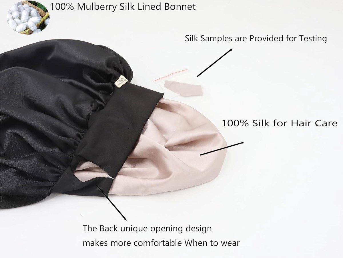Bonnet Nuit Soie Mûrier 16 Momme - Anti-Frisure Cheveux Bouclés Naturels