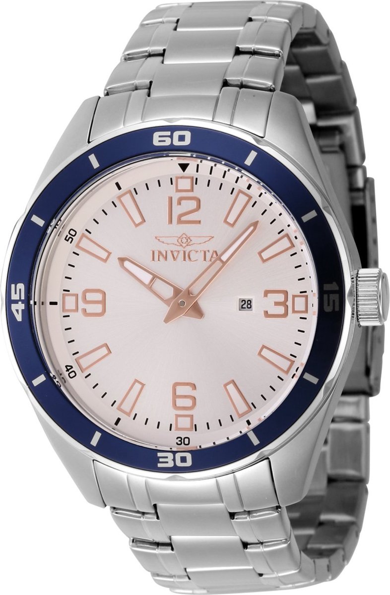 Invicta Pro Diver 46666 Heren Horloge - Waterdicht - Analoog - Quartz Uurwerk - Roestvrij Staal met witte Wijzerplaat - 44mm