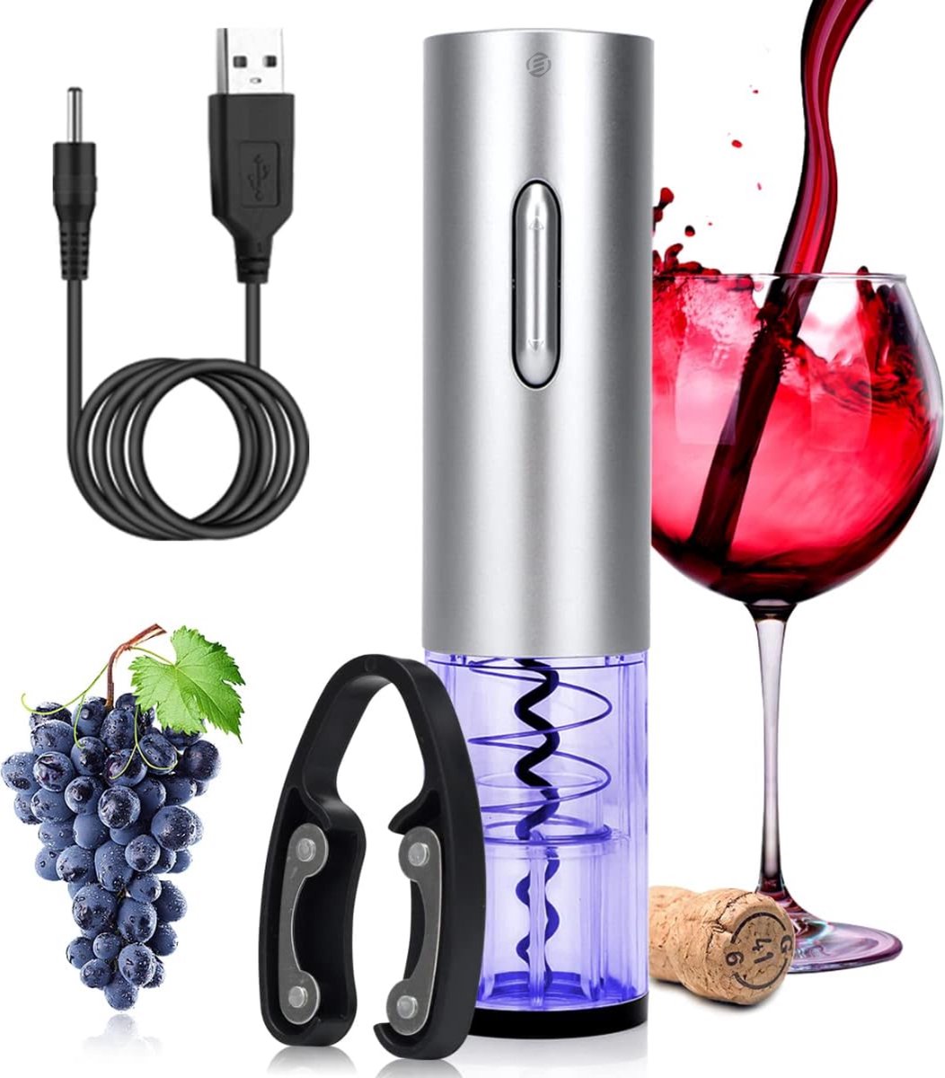 Equivera Elektrische Kurkentrekker Set - Automatische Wijnopener - Wijn Accessoires - Flessenopener - Cadeautip - Premium