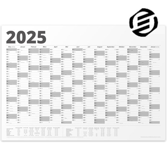 Jaarkalender 2027 afdrukbare één pagina | Volledig jaar in één oogopslag Minimalistisch pdf