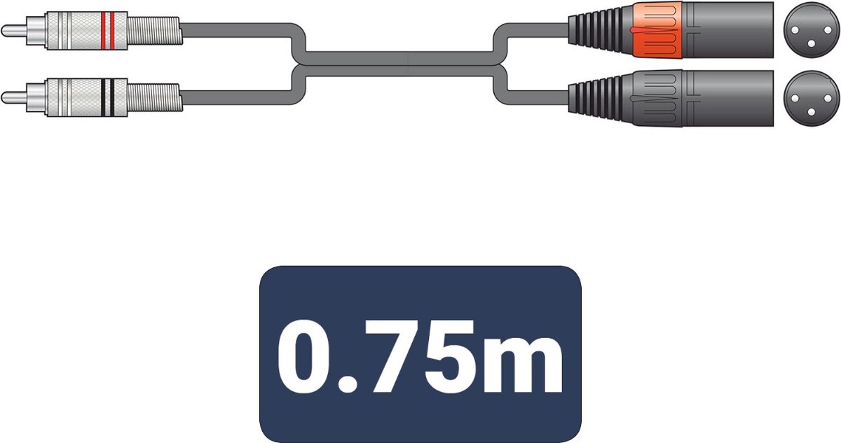 Chord XMRCA0075 Professionele RCA - XLR Male kabel 0.75m
