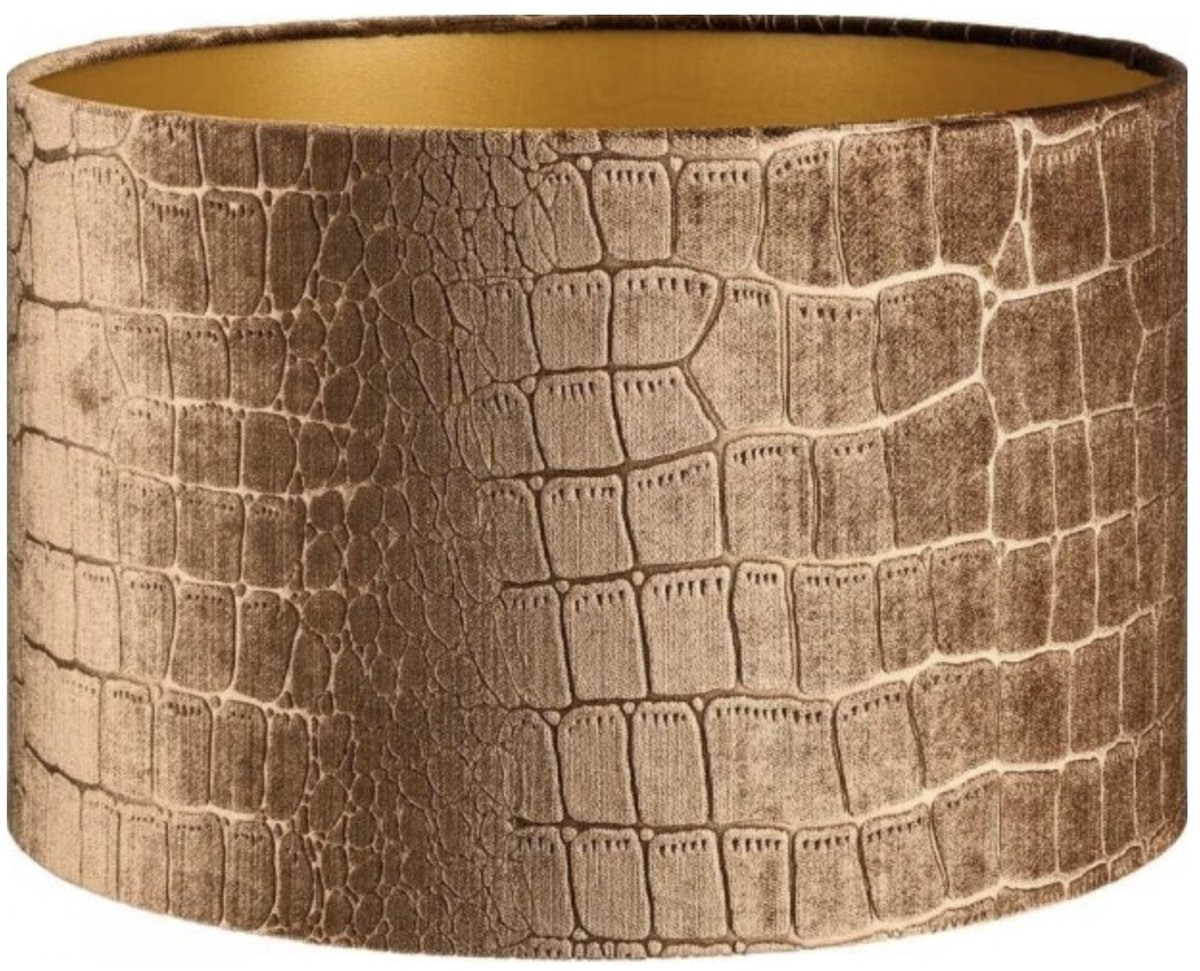 Lampenkap Cilinder Short Croco Velvet Brons Goud Ø 25cm