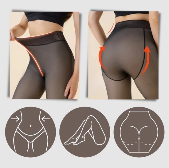 Collant Polaire Heat Essentials - Zwart Nude - Taille L/XL - Collant Thermo Couleur Peau - Anti Échelle - Legging Polaire Femme