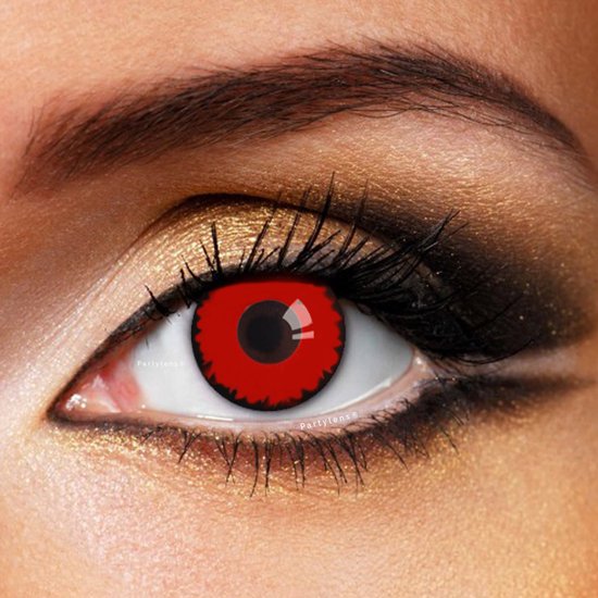 Foto: Partylens kleurlenzen twilight vampire jaarlenzen met lenshouder halloween partylenzen