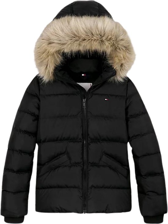 Tommy Hilfiger ESSENTIAL DOWN FUR HOOD JACKET Meisjes Jas Black Maat 16 bol